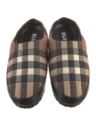 Burberry Nylon Plaid Print Slippers