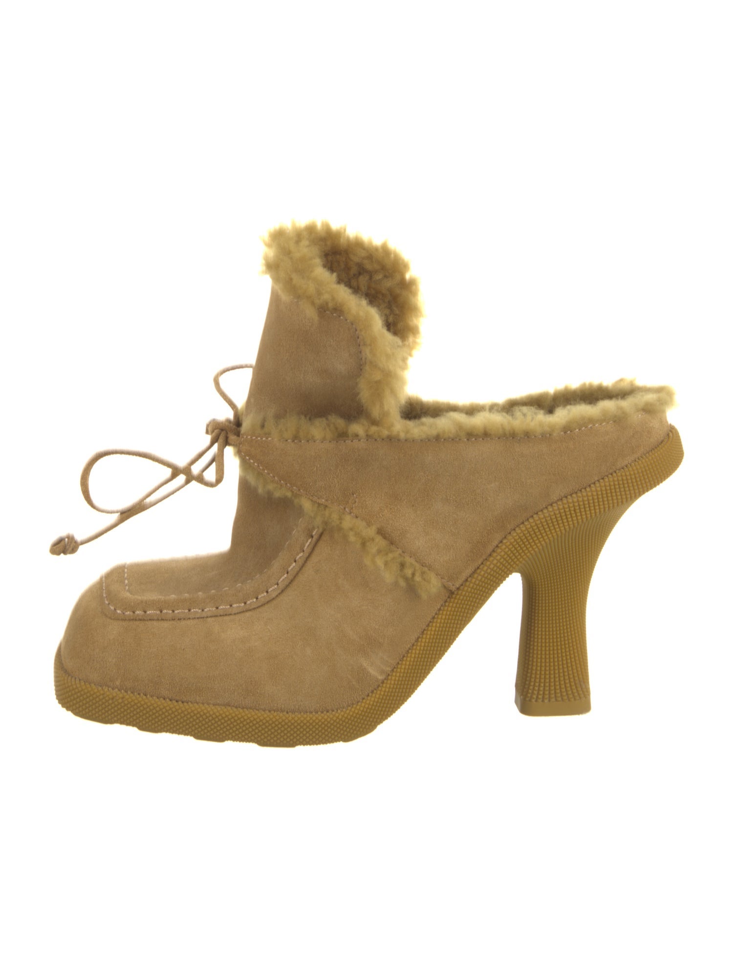 Burberry Suede Fur Trim Mules