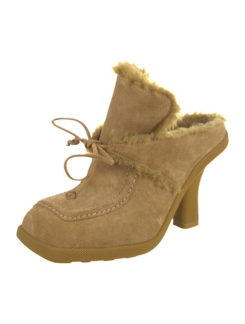 Burberry Suede Fur Trim Mules