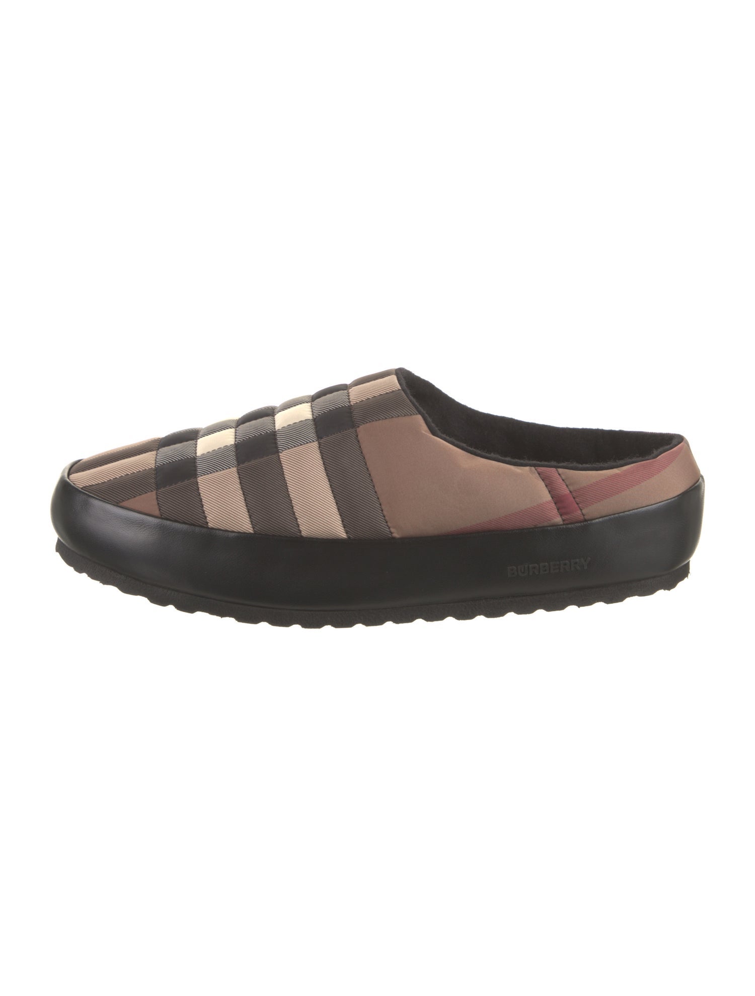 Burberry Nylon Plaid Print Slippers