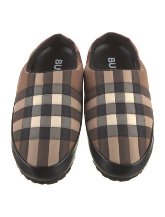 Burberry Nylon Plaid Print Slippers