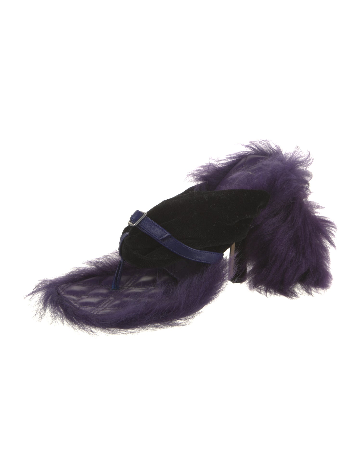 Burberry Velvet Fur Trim Slides