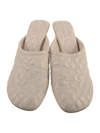 Burberry Leather Embroidered Accent Mules