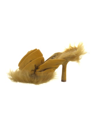 Burberry Velvet Fur Trim Slides