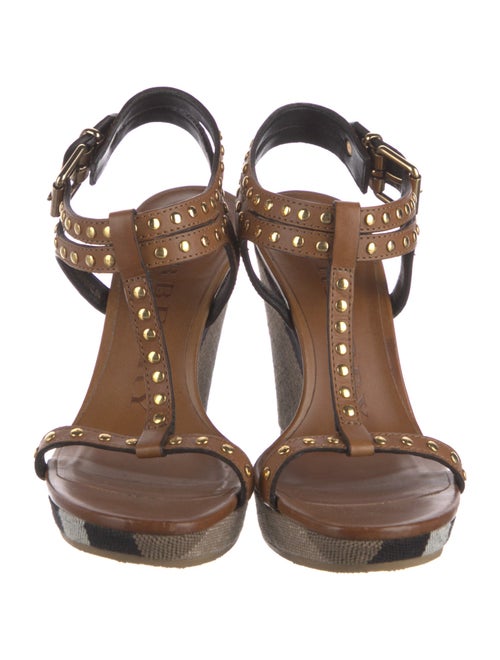 Burberry House Check Pattern Leather T-Strap Pumps