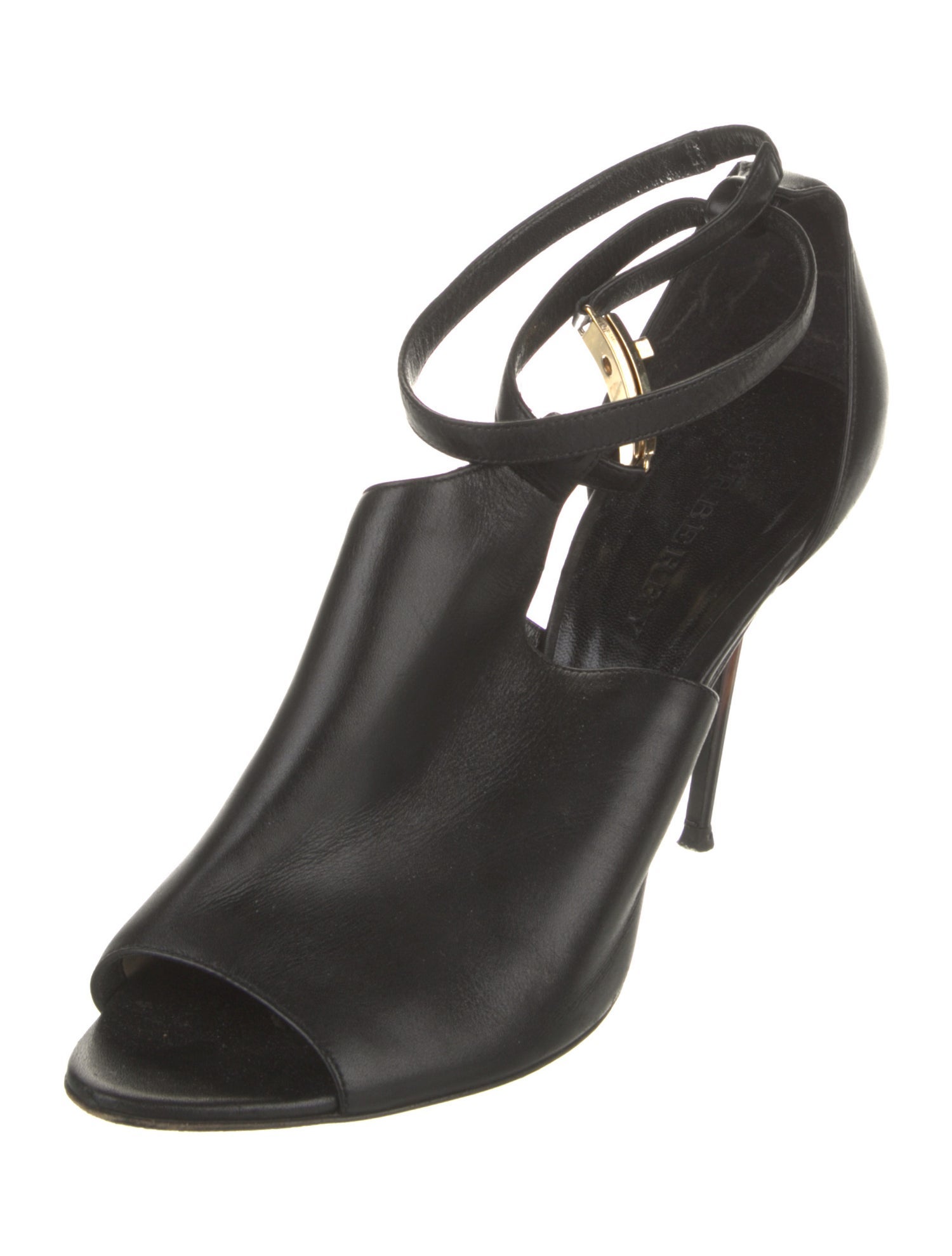 Burberry Nova Check Pattern Leather T-Strap Pumps