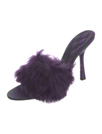 Burberry Velvet Fur Trim Slides