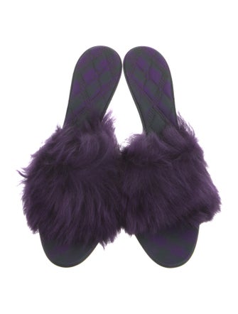 Burberry Velvet Fur Trim Slides
