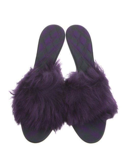Burberry Velvet Fur Trim Slides