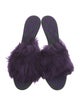 Burberry Velvet Fur Trim Slides