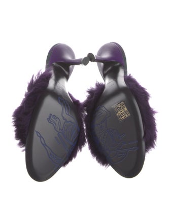 Burberry Velvet Fur Trim Slides