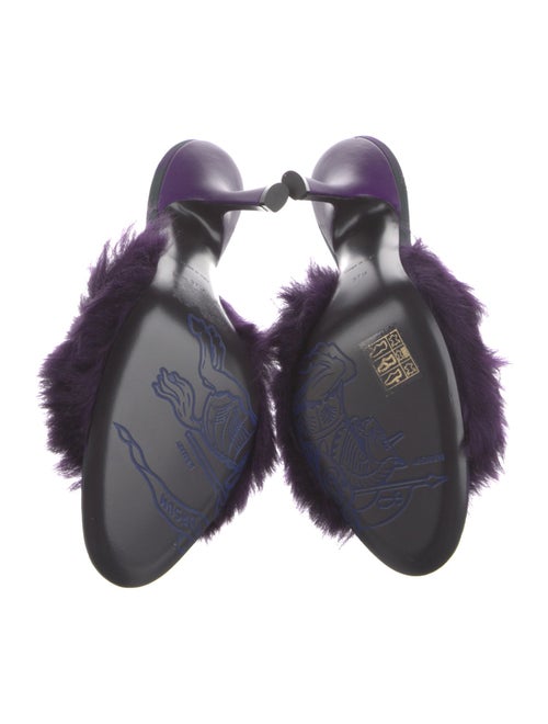 Burberry Velvet Fur Trim Slides