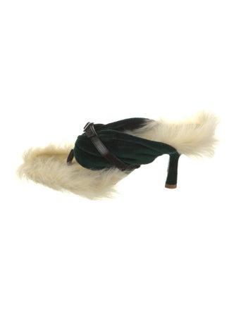 Burberry Velvet Fur Trim Slides