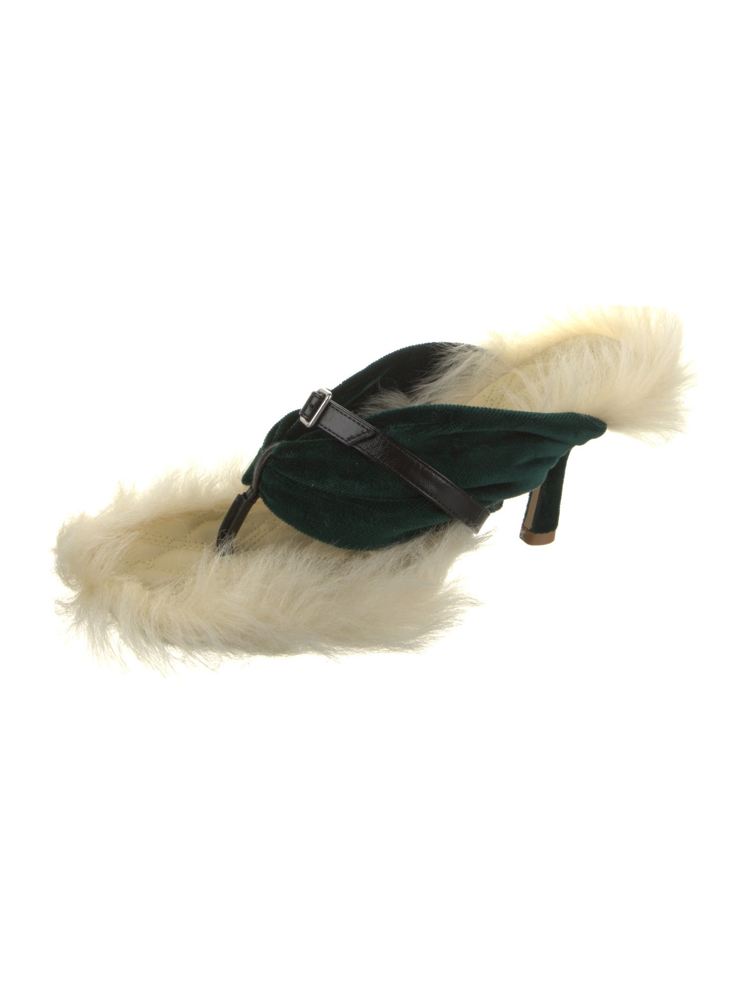 Burberry Velvet Fur Trim Slides