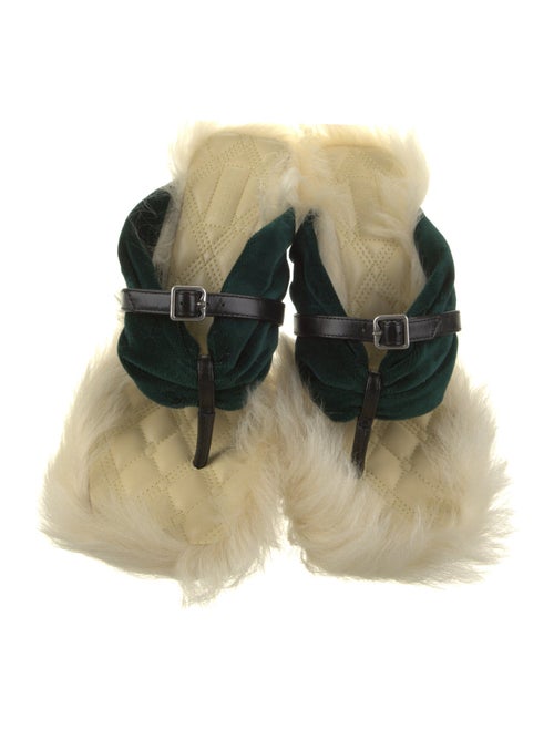 Burberry Velvet Fur Trim Slides