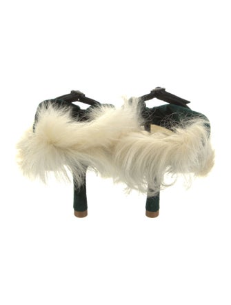 Burberry Velvet Fur Trim Slides