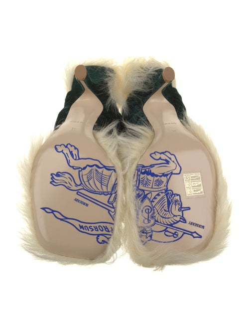 Burberry Velvet Fur Trim Slides