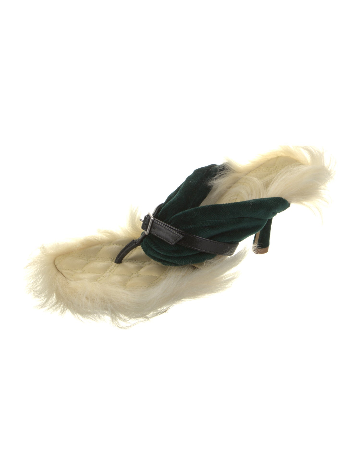 Burberry Velvet Fur Trim Slides