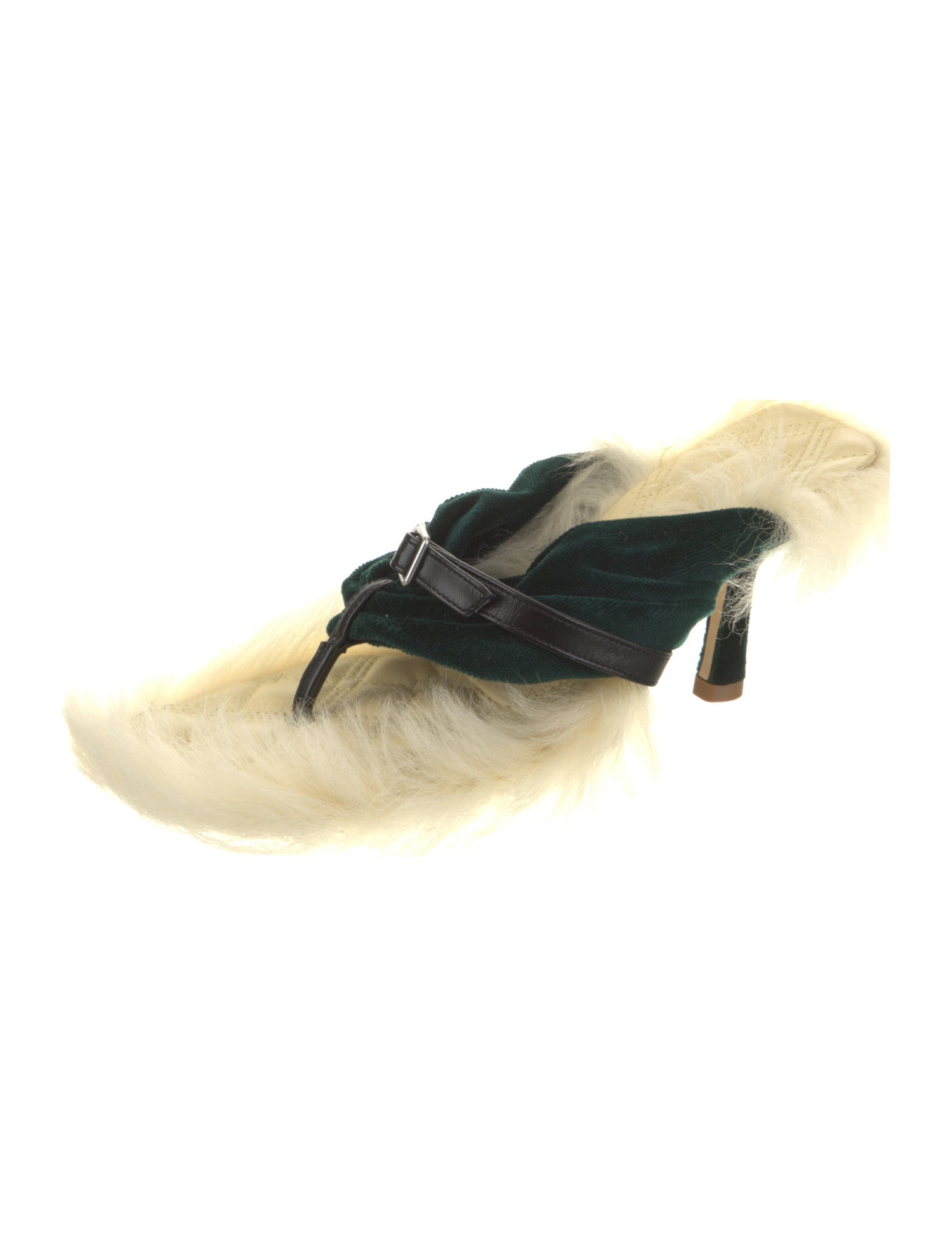 Burberry Velvet Fur Trim Slides