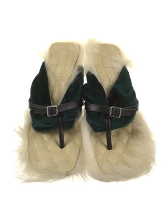 Burberry Velvet Fur Trim Slides