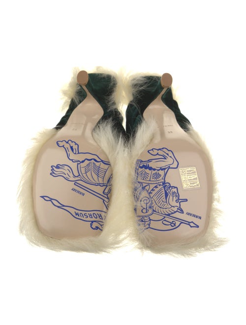 Burberry Velvet Fur Trim Slides