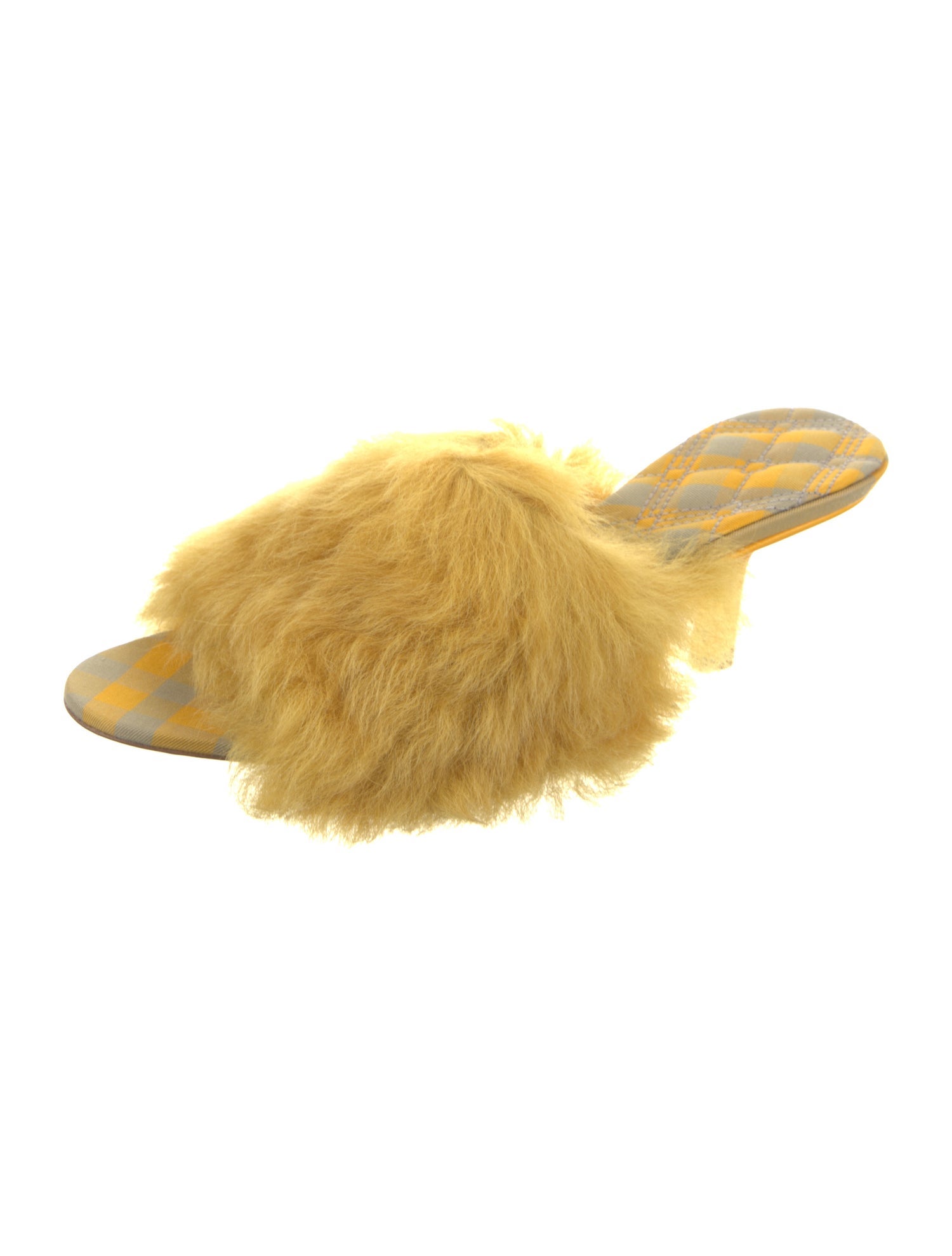 Burberry Fur Leather Trim Embellishment Slides