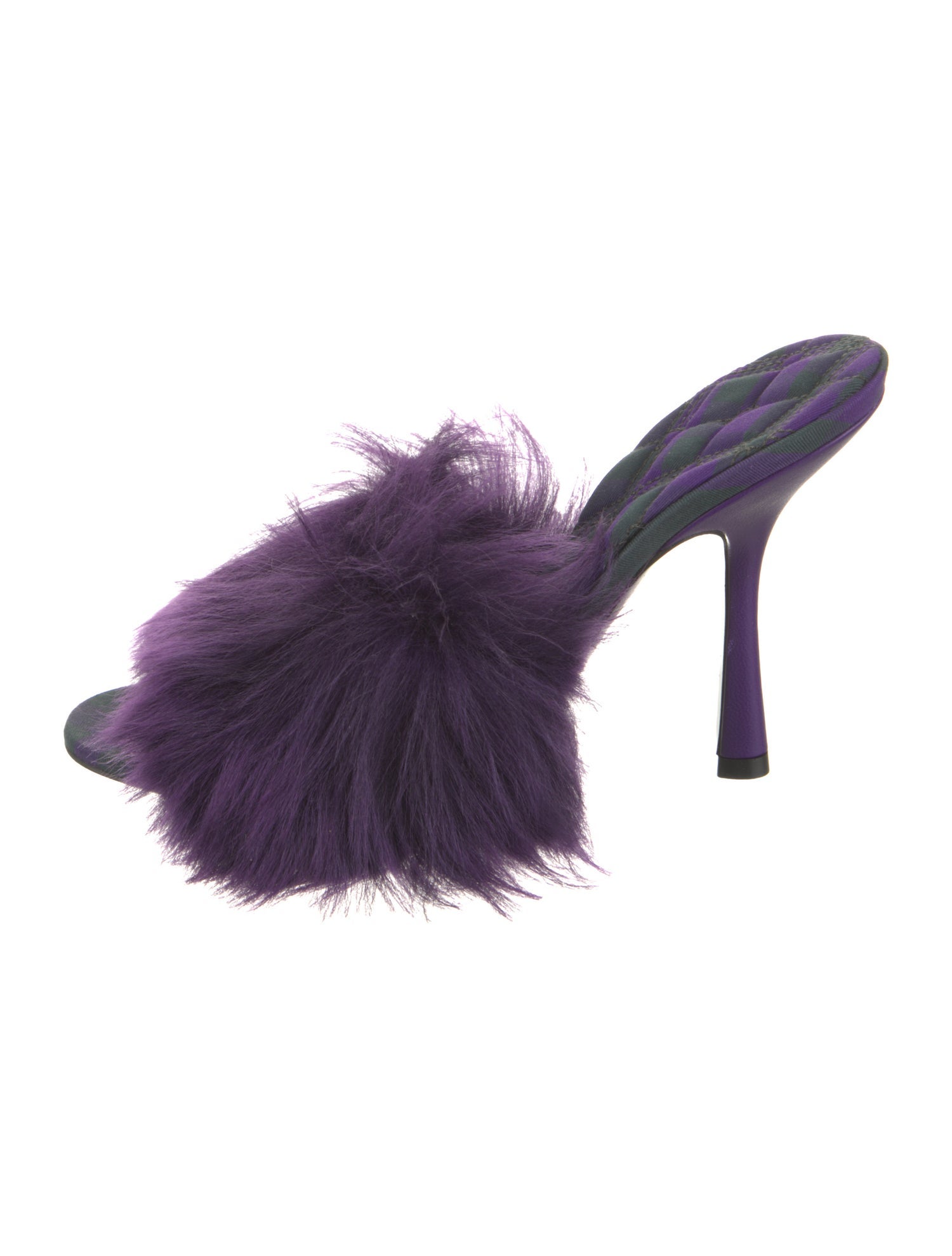 Burberry Fur Leather Trim Embellishment Slides