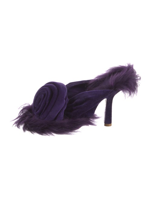 Burberry Velvet Fur Trim Slides