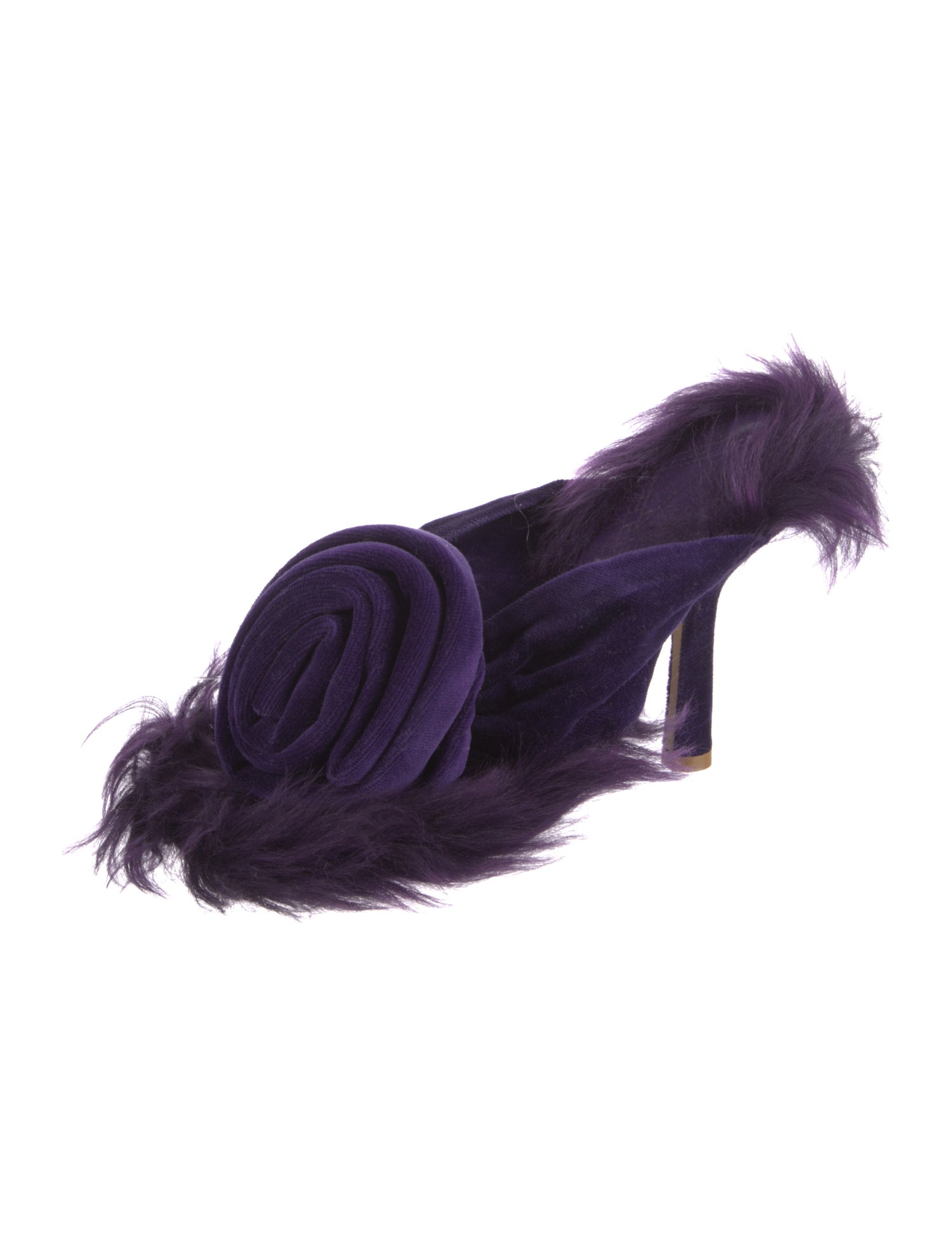 Burberry Velvet Fur Trim Slides