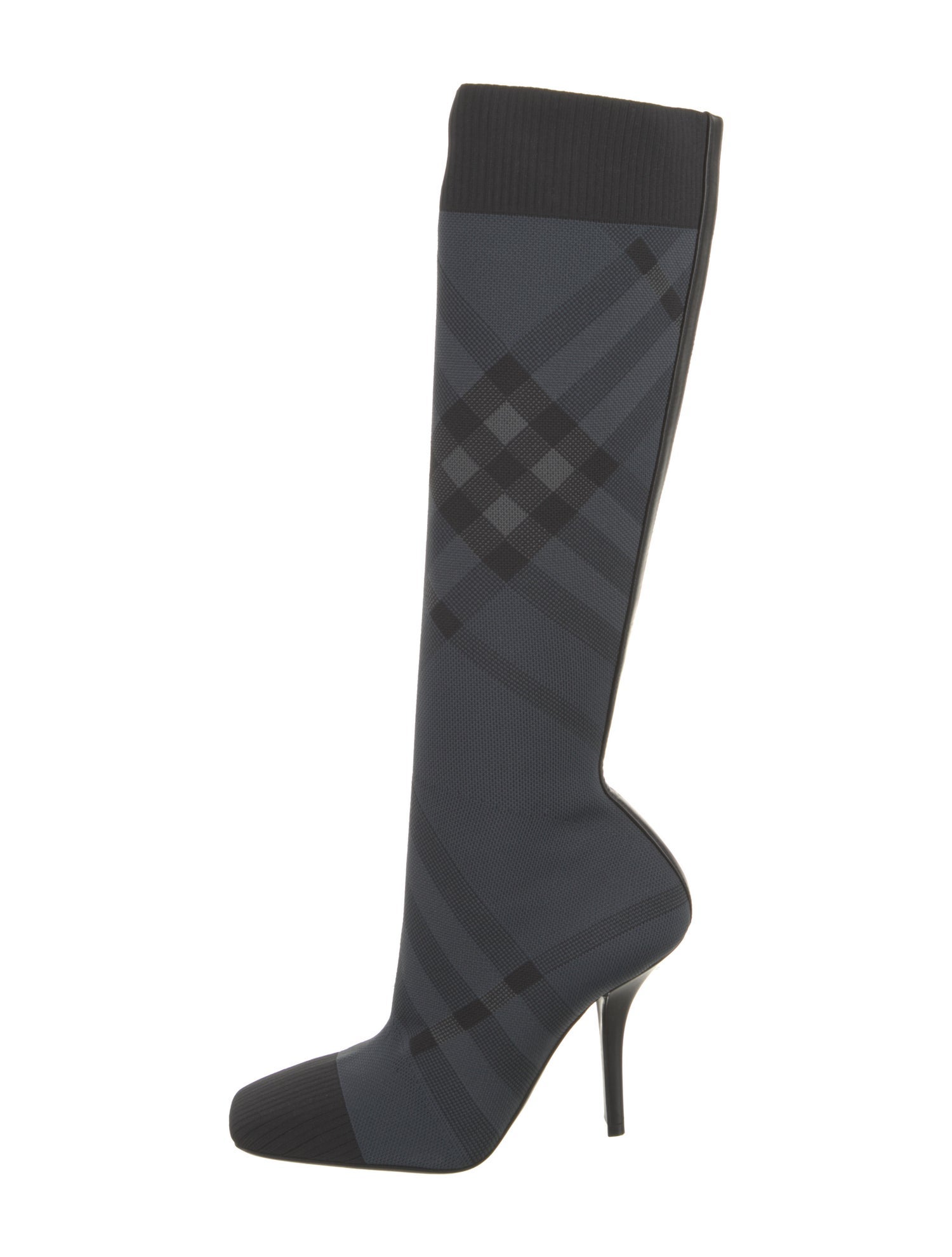 Burberry Plaid Print Sock Boots
