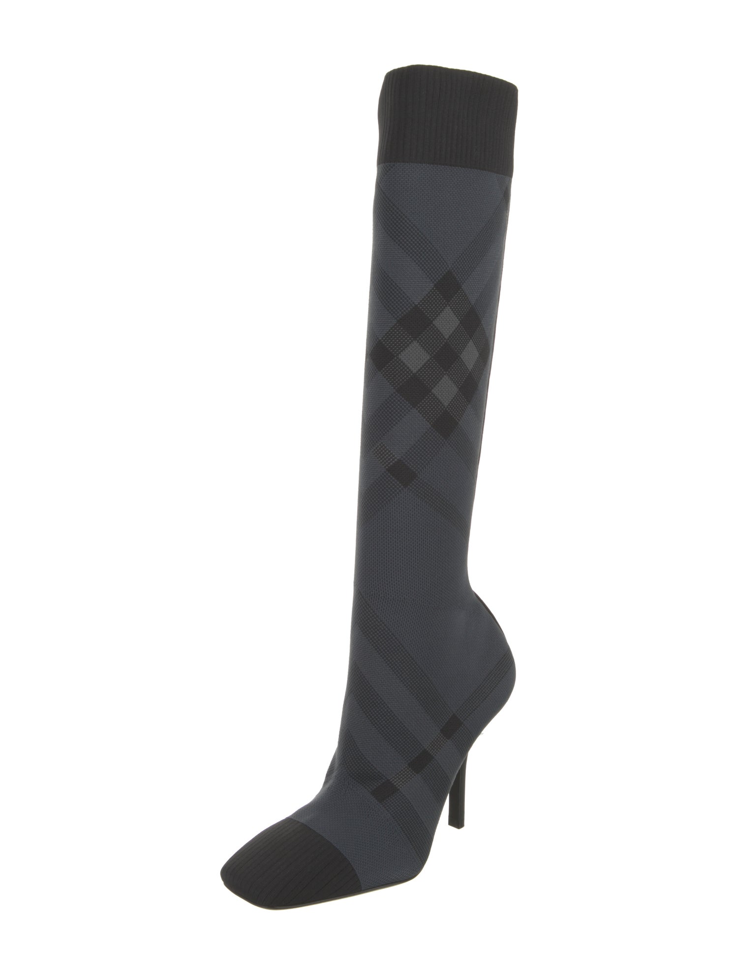 Burberry Plaid Print Sock Boots