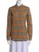 Burberry Plaid Print Long Sleeve Button-Up Top