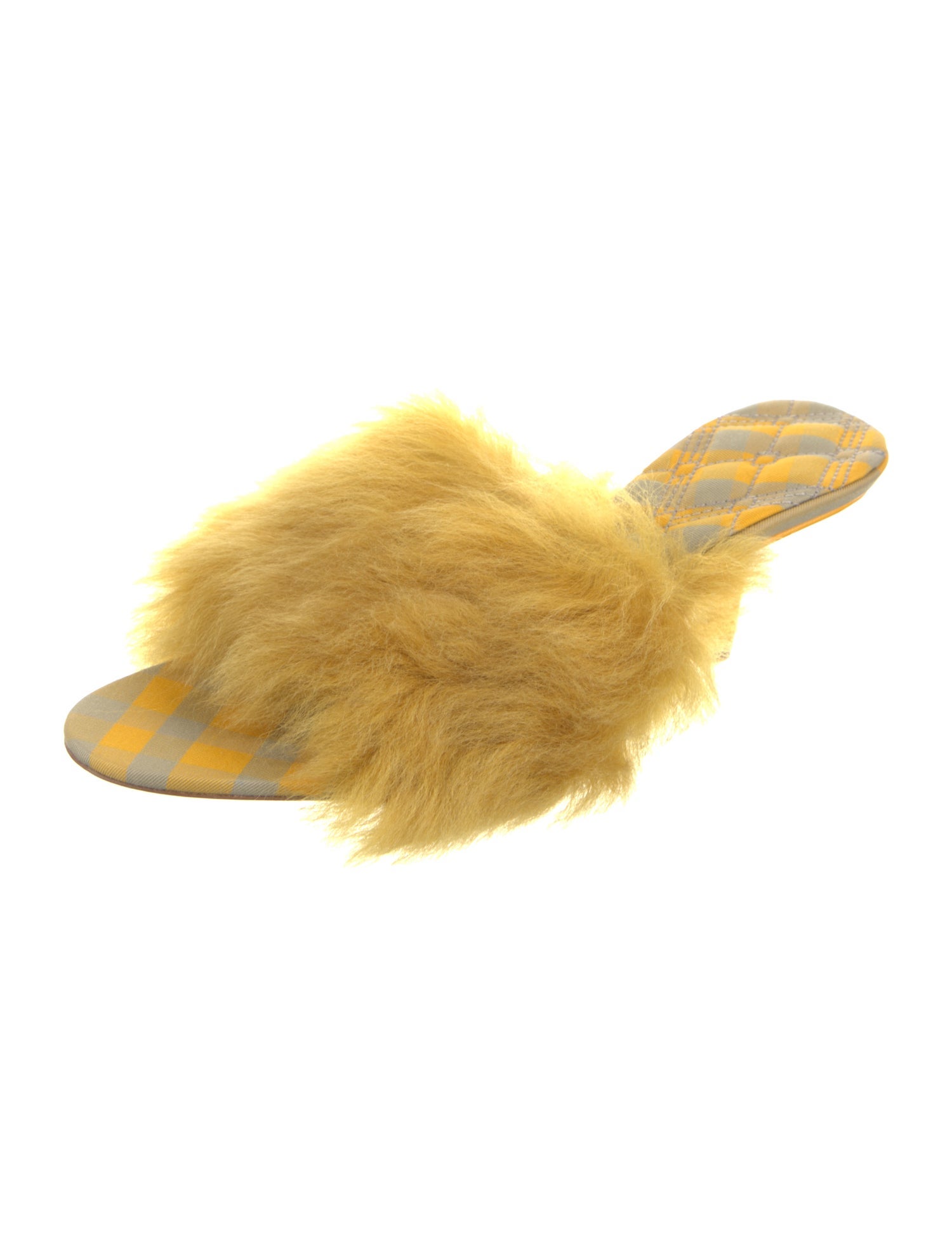 Burberry Fur Leather Trim Embellishment Slides