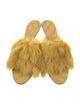 Burberry Fur Leather Trim Embellishment Slides