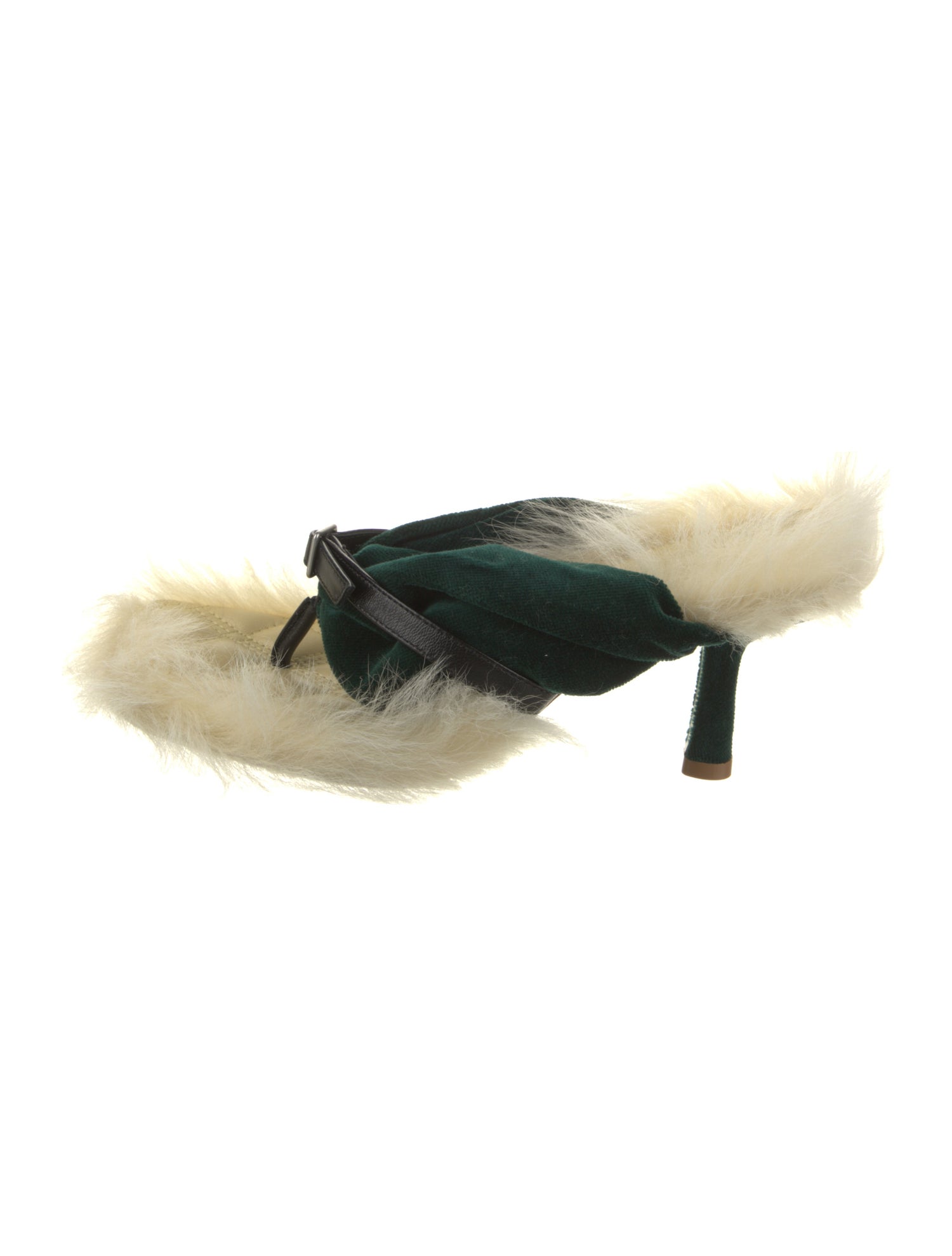 Burberry Velvet Fur Trim Slides