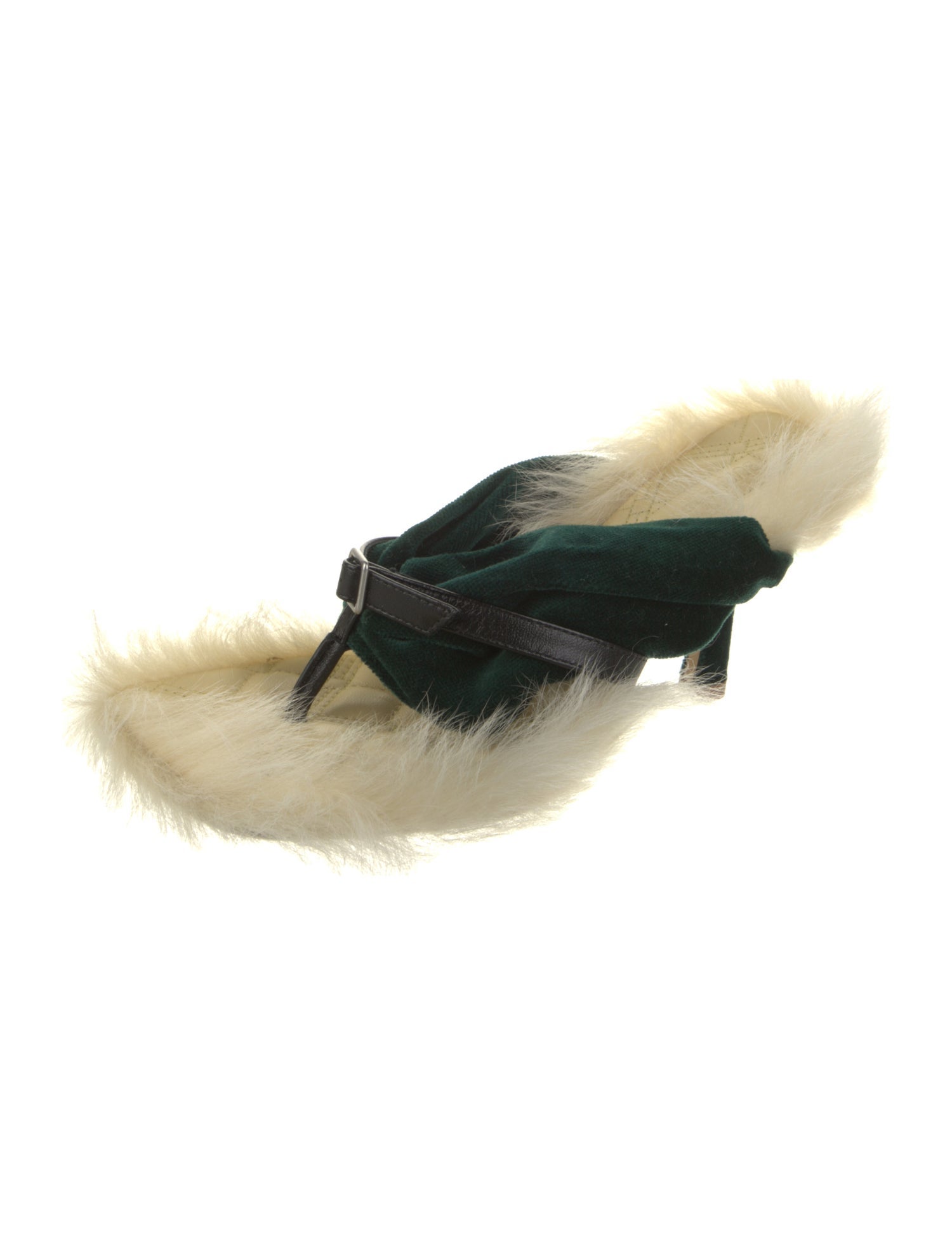 Burberry Velvet Fur Trim Slides