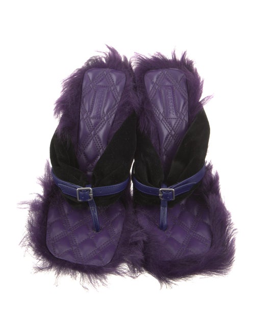 Burberry Velvet Fur Trim Slides