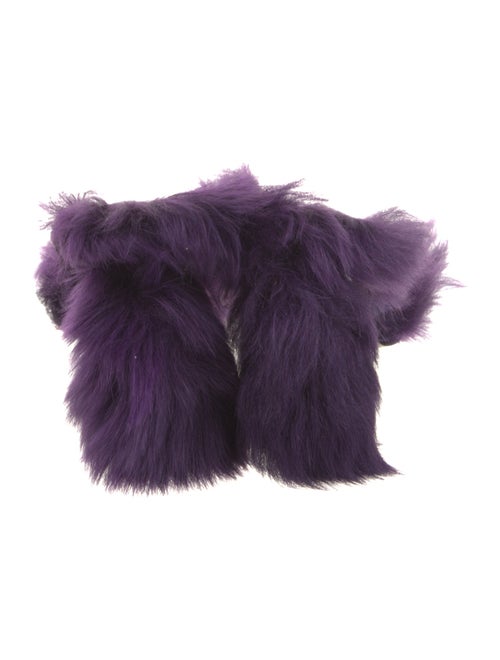 Burberry Velvet Fur Trim Slides