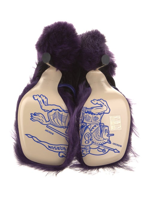 Burberry Velvet Fur Trim Slides
