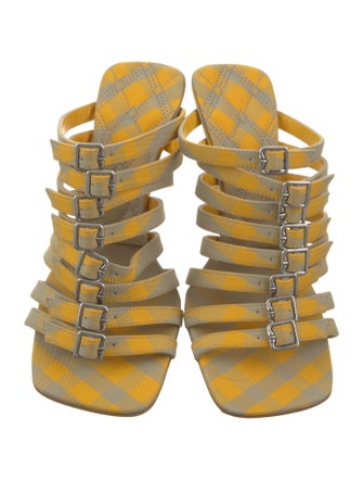 Burberry Animal Print Leather Trim Embellishment Slides