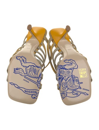 Burberry Animal Print Leather Trim Embellishment Slides