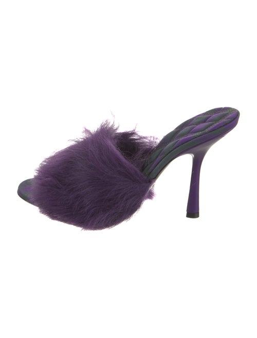 Burberry Fur Leather Trim Embellishment Slides