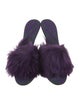Burberry Fur Leather Trim Embellishment Slides