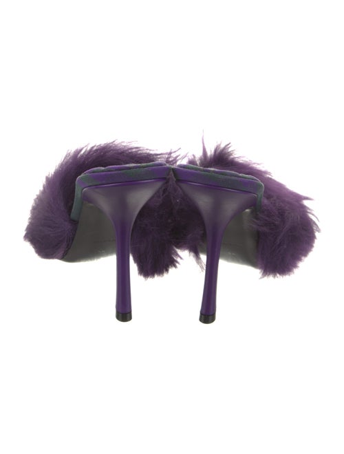 Burberry Fur Leather Trim Embellishment Slides