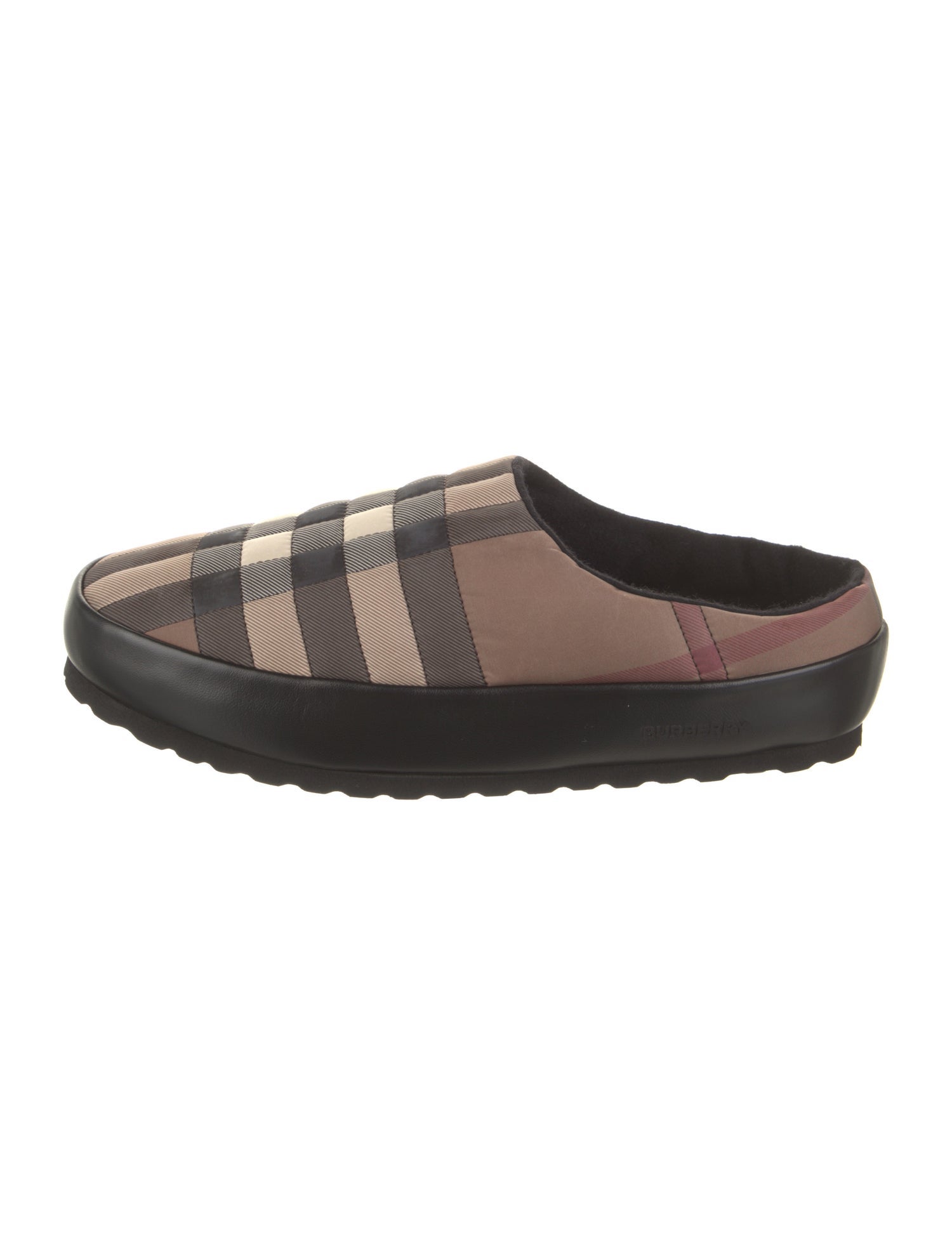 Burberry Nylon Plaid Print Slippers w/ Tags