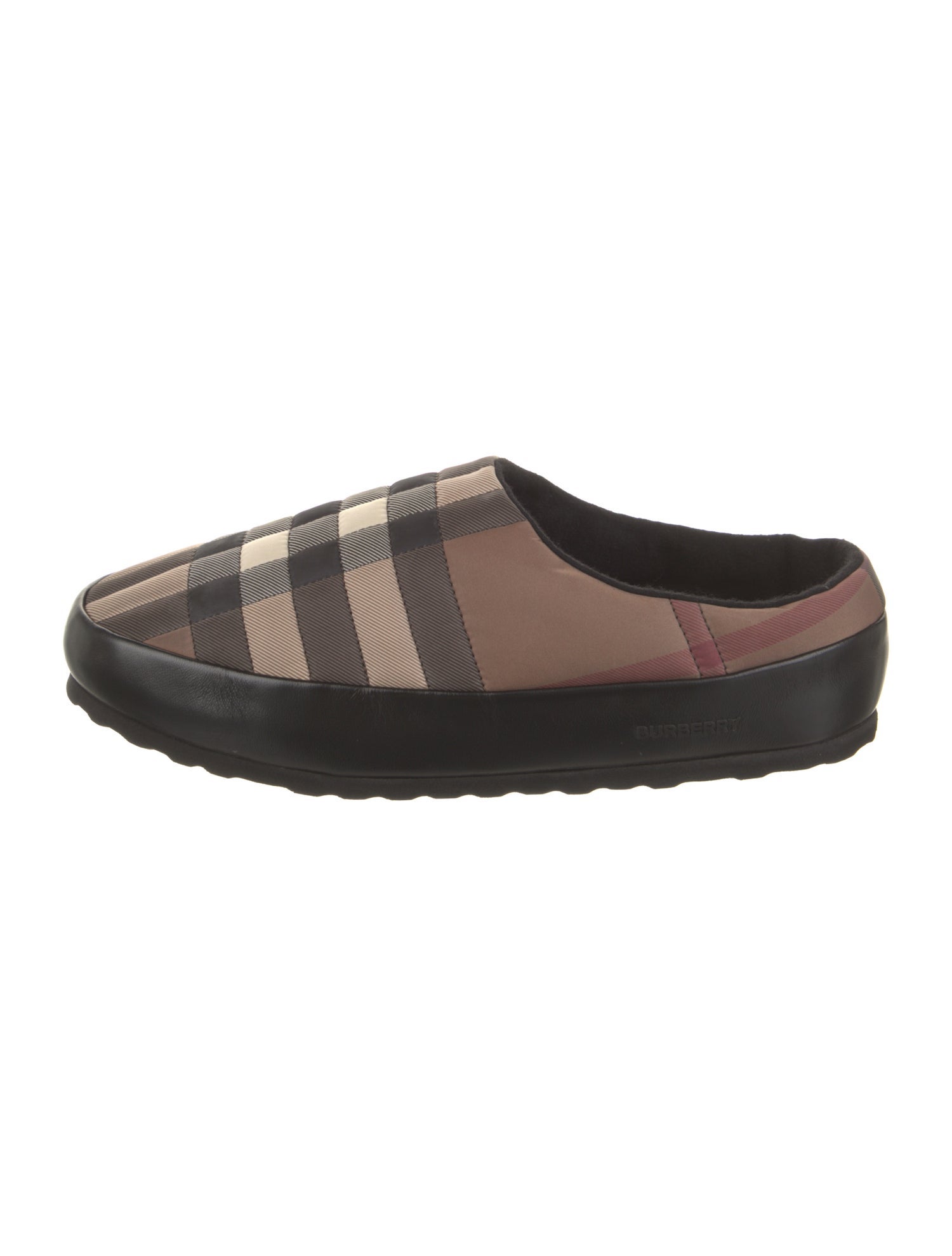 Burberry Nylon Plaid Print Slippers w/ Tags