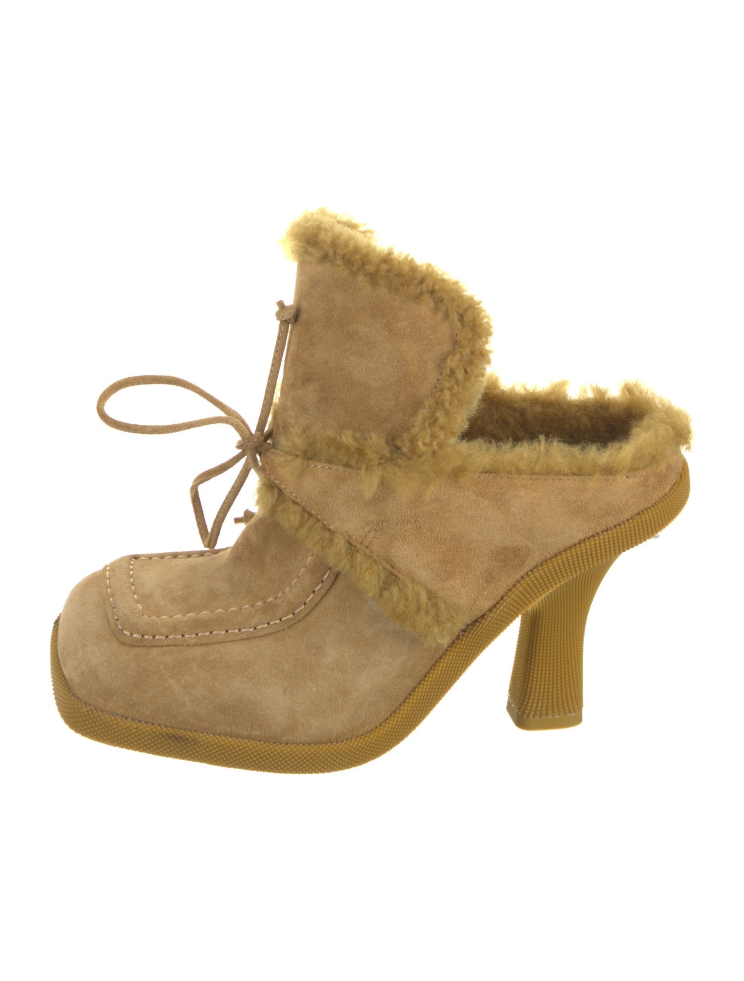 Burberry Suede Fur Trim Mules