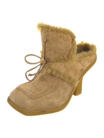 Burberry Suede Fur Trim Mules