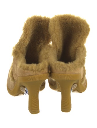 Burberry Suede Fur Trim Mules