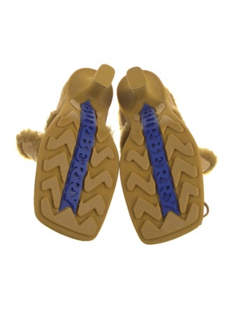Burberry Suede Fur Trim Mules
